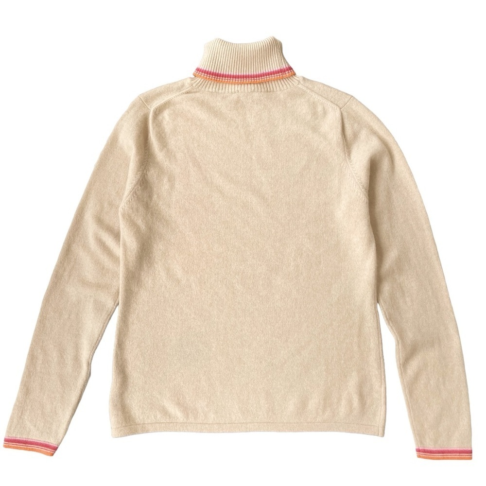 Folio 100% Cashmere Sweater, Turtleneck, Beige with Polka Dots, Size Medium - Picture 2 of 7